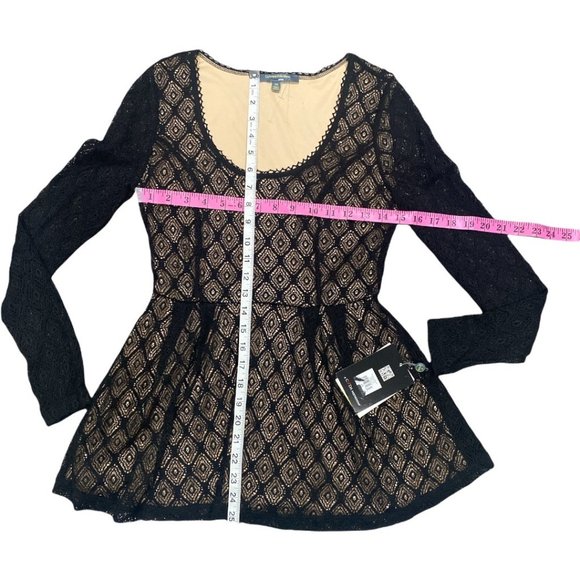 Catherine Malandrino for Design Nation Black Lace Overlay Top Size XS - Picture 3 of 6